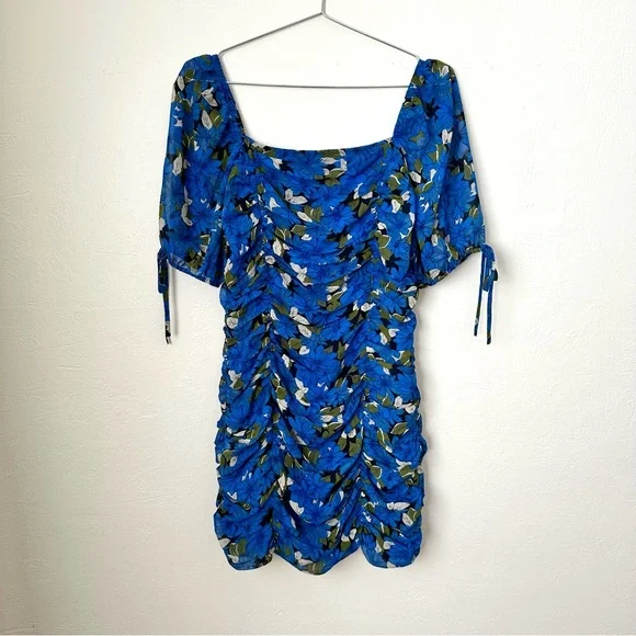Moon River | Dresses | New Moon River Ruched Mini Dress Blue Floral M |  Poshmark